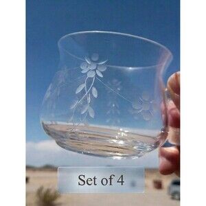 Princess House Heritage #580 Cappuccino Mugs Set of 4 Vintage Etched Crystal